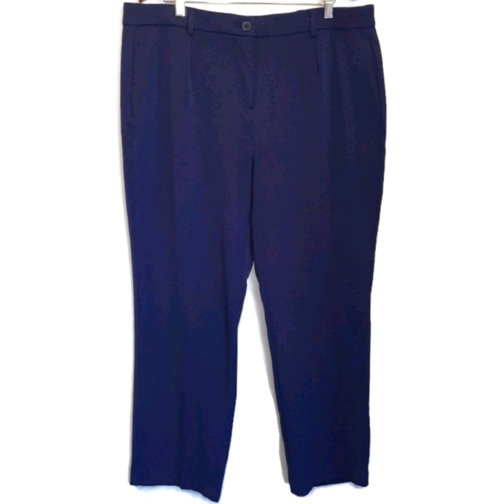 Tradition Navy Blue Pleated Trousers Womens Plus Size 18 Office Business Pants